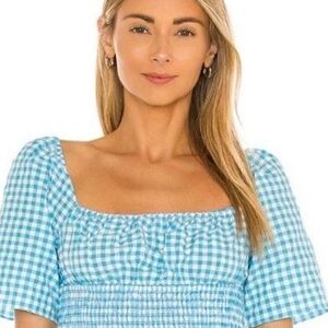 Blue Gingham Women's Top